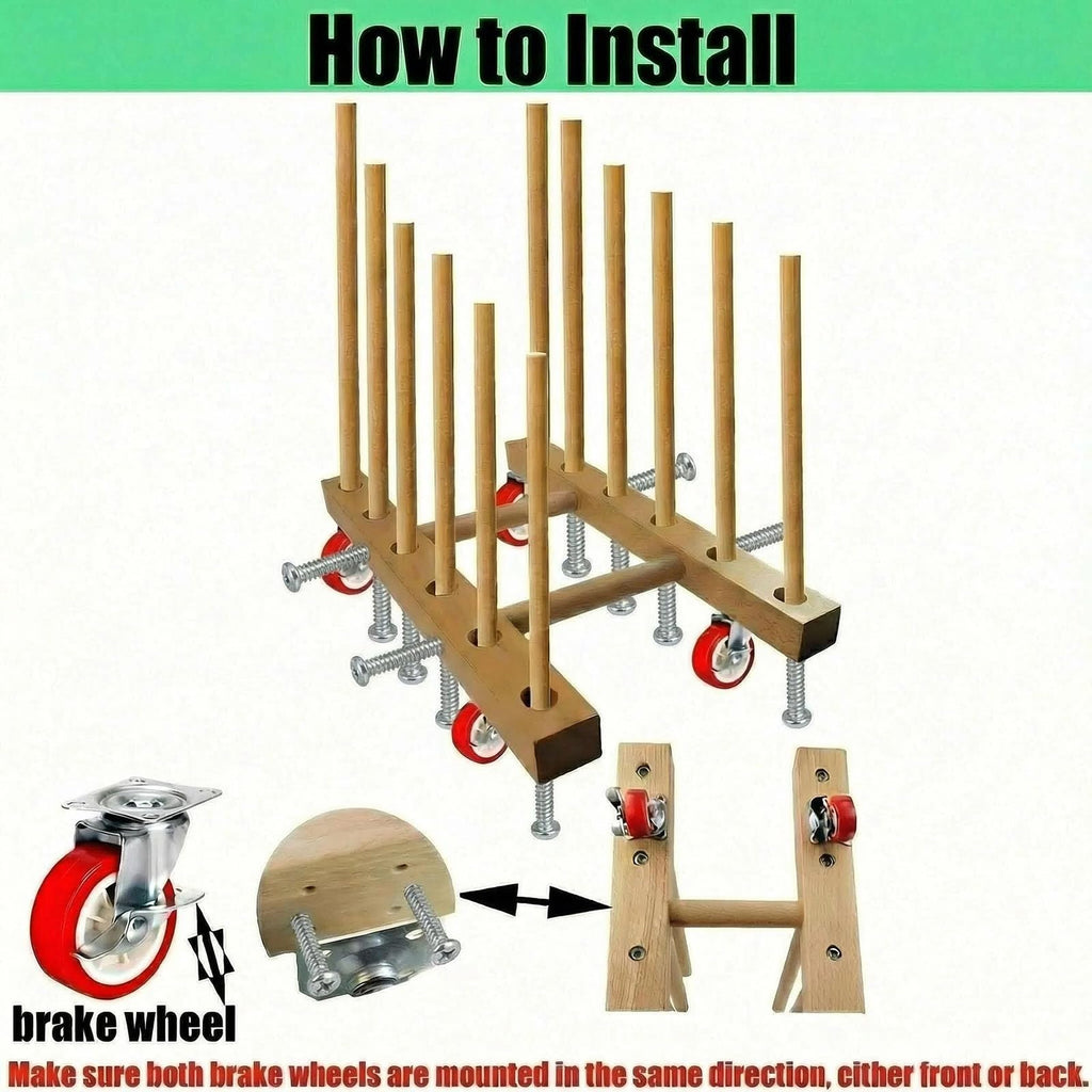 Artwork Storage Rack with Brake Caster Wheels 12in A481