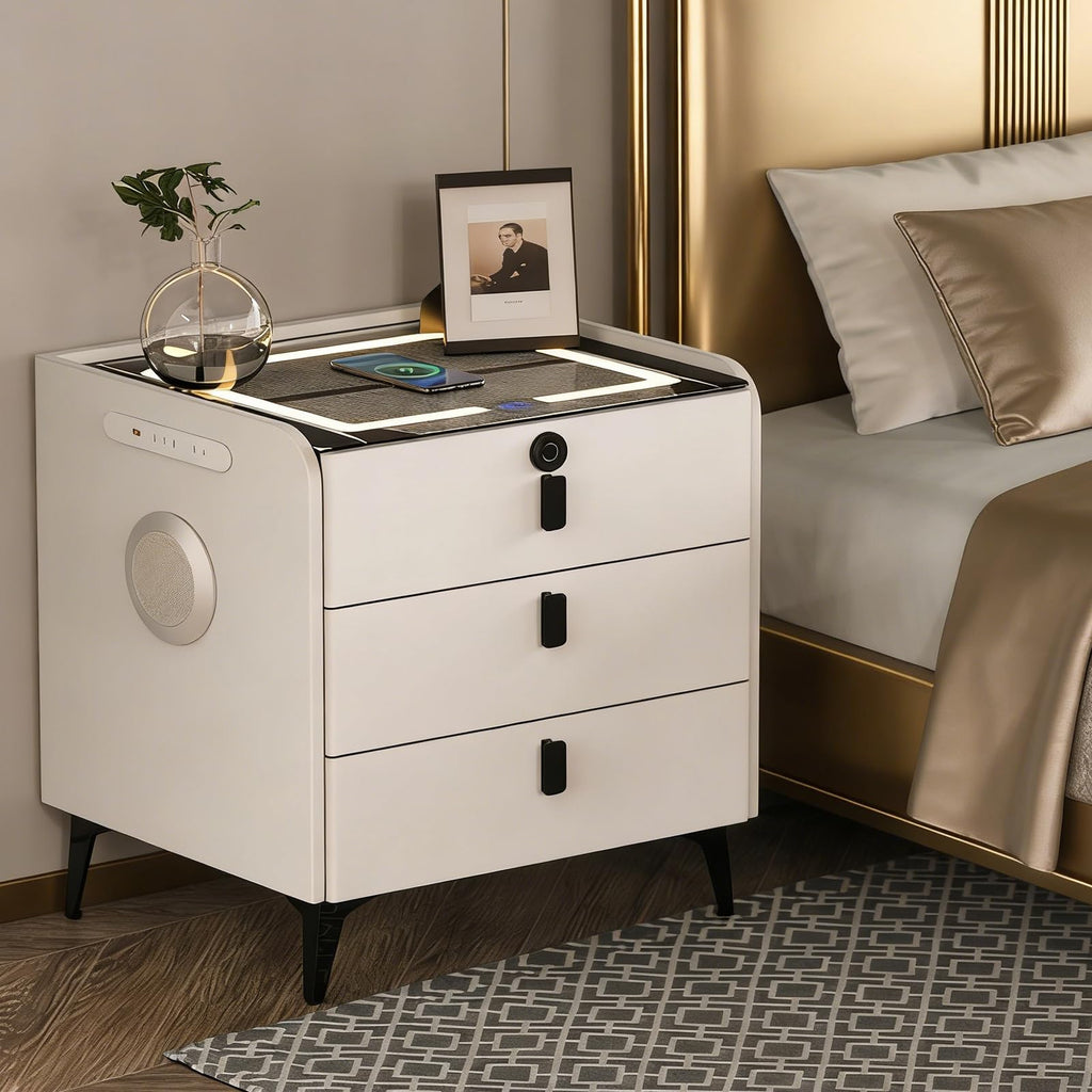 Wireless Charging Nightstand with Fingerprint Lock H2747