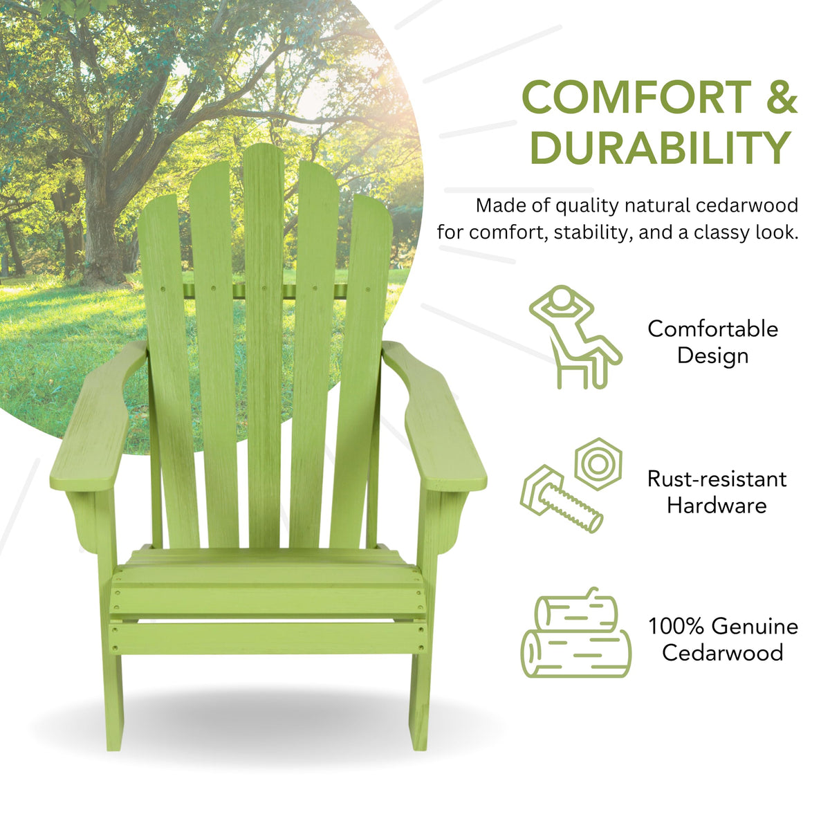 Lime Green Wooden Adirondack Chair W403