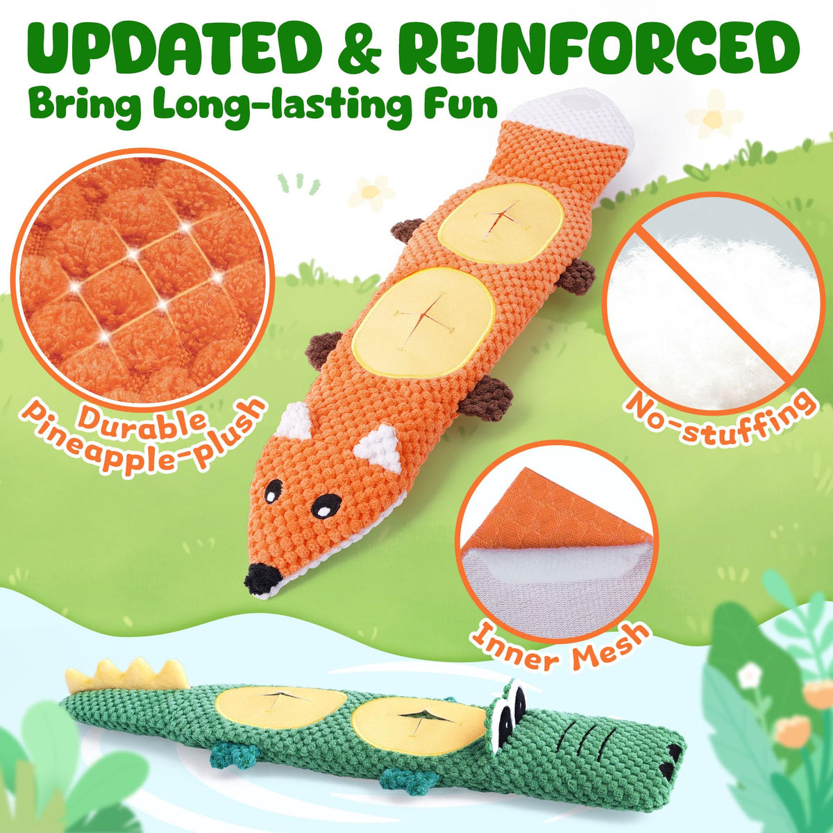 2 Pack No Stuffing Squeaky Dog Toys I8569