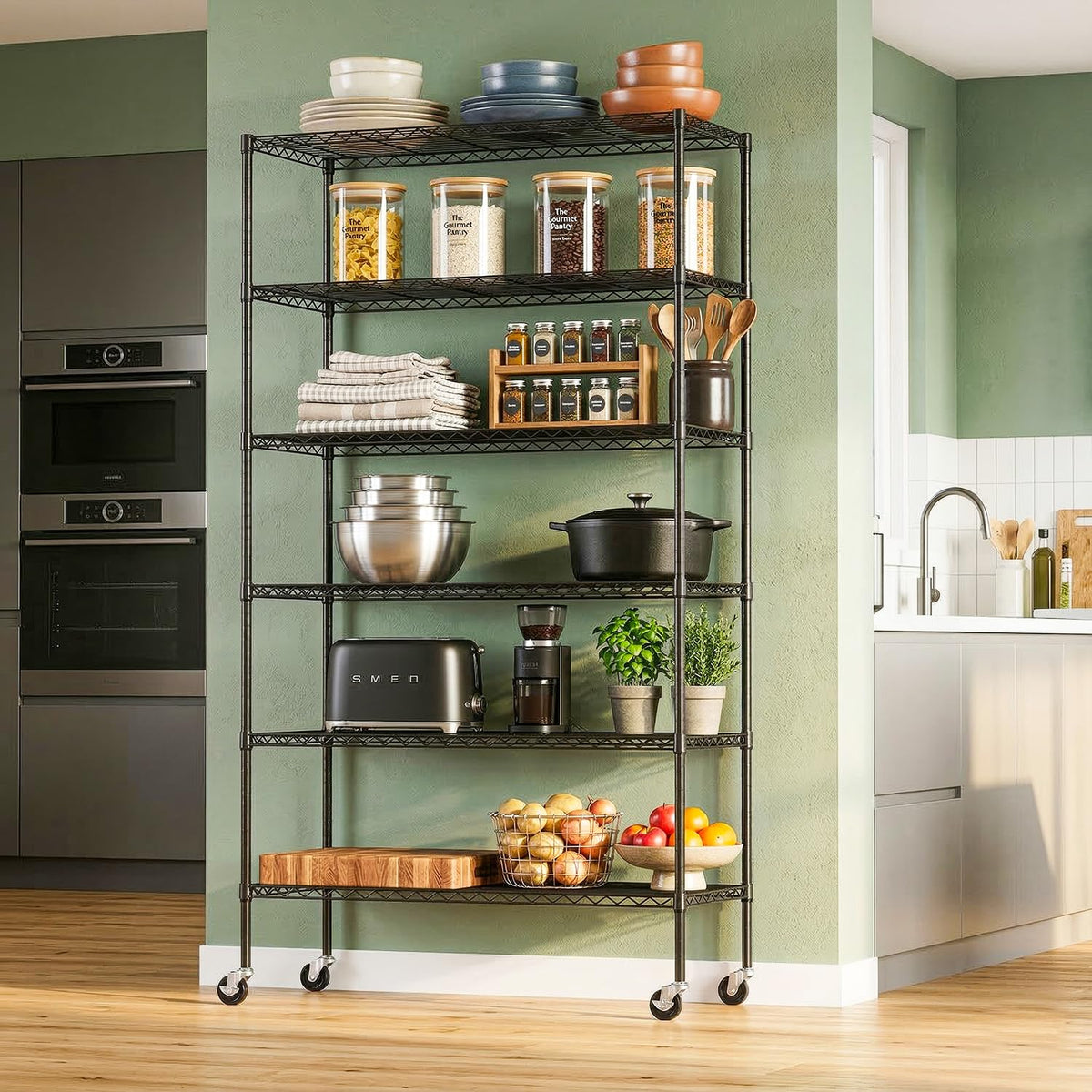 6-Tier Wire Shelf with Wheels O3207
