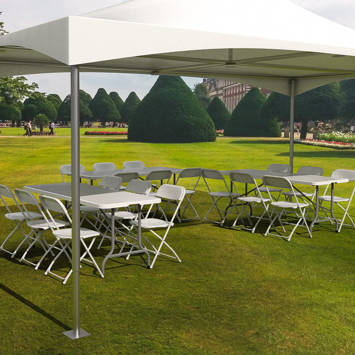 White Plastic Folding Chairs Set of 10 with Metal Frame D593517