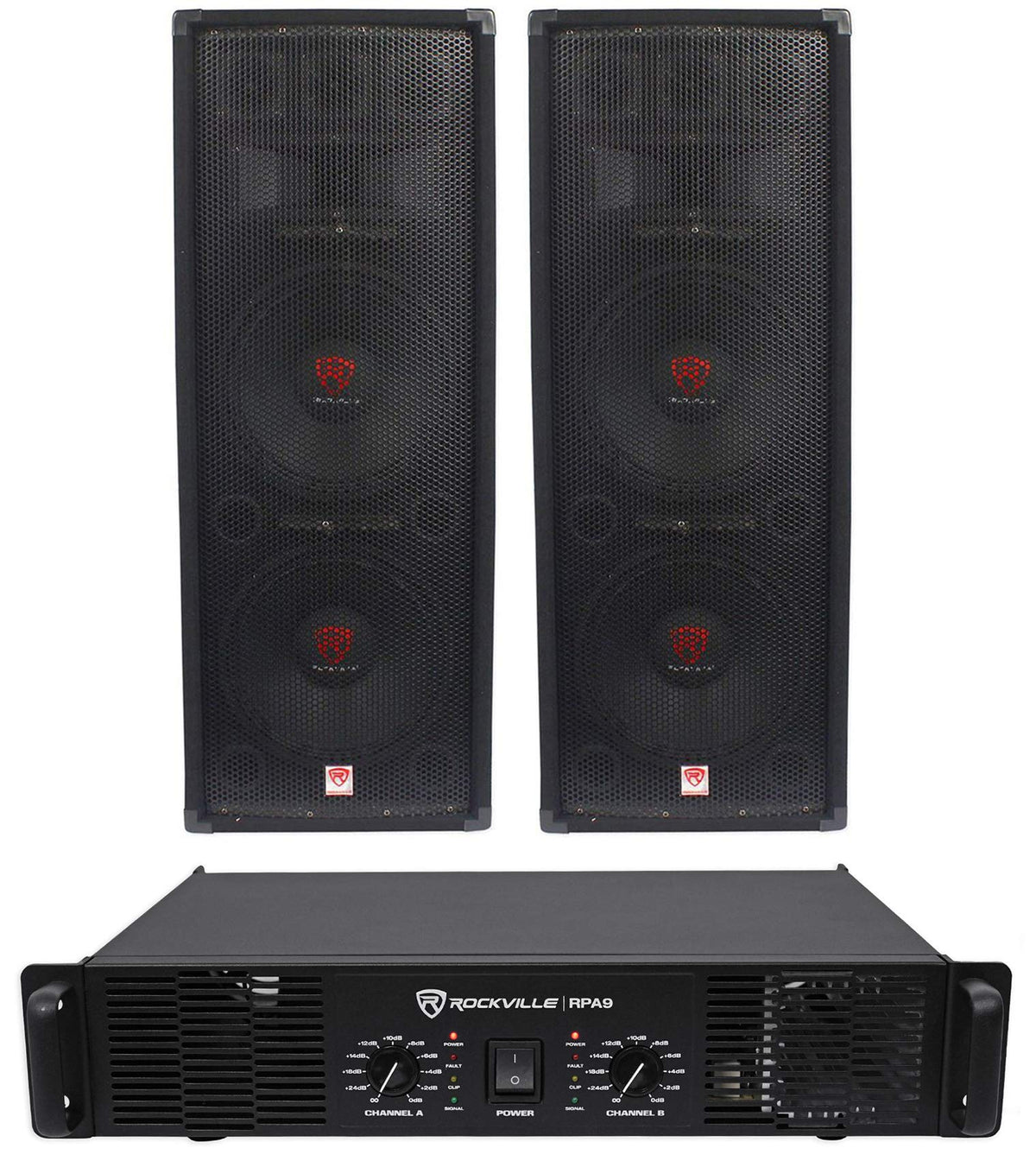 12" 2000W DJ PA Speaker Pair with Amplifier J502223