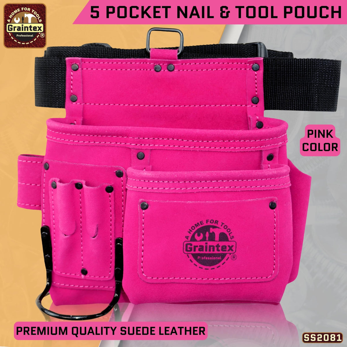 5 Pocket Suede Leather Tool Belt T9535