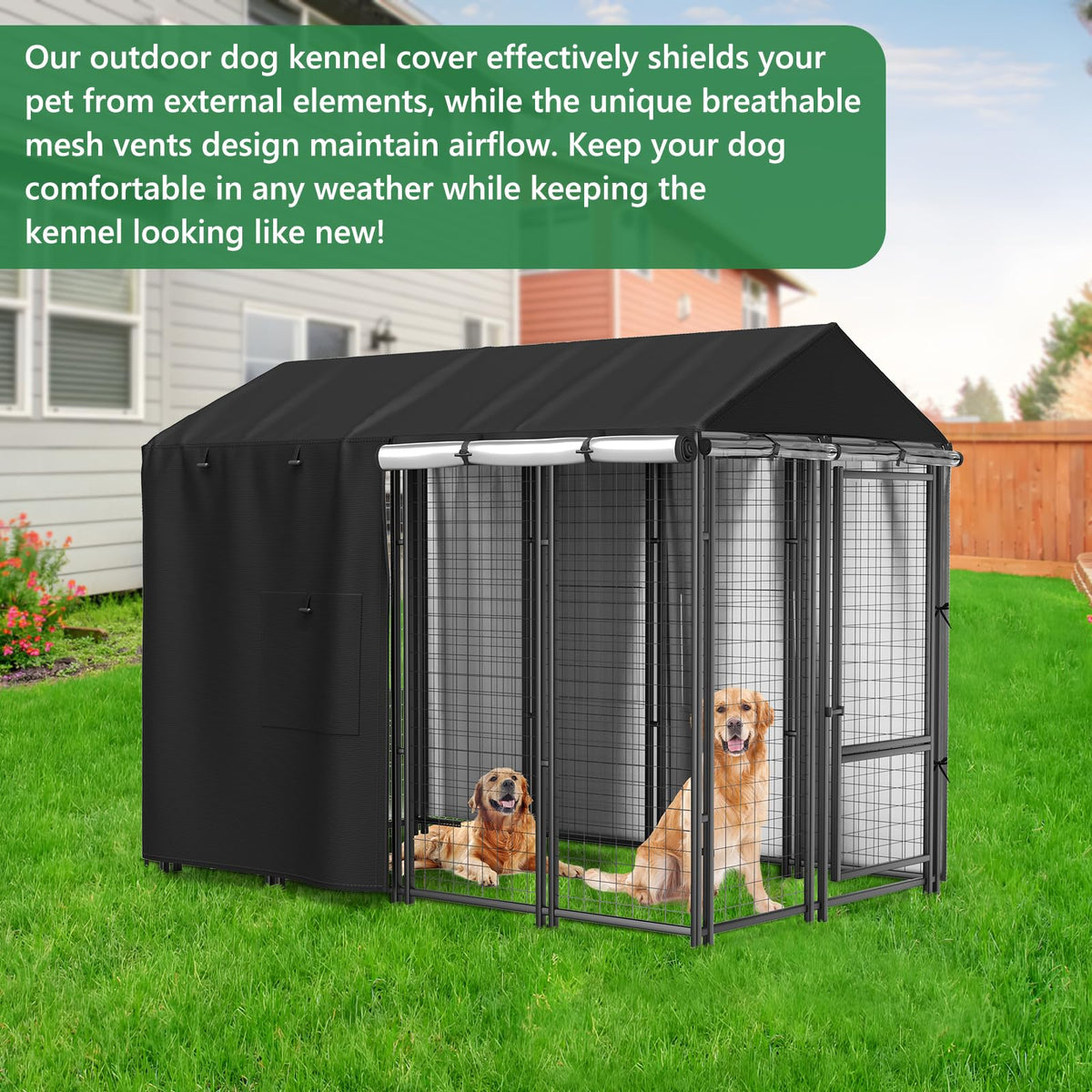 Black Full Coverage Dog Kennel Cover with PVC Window and Mesh Y980