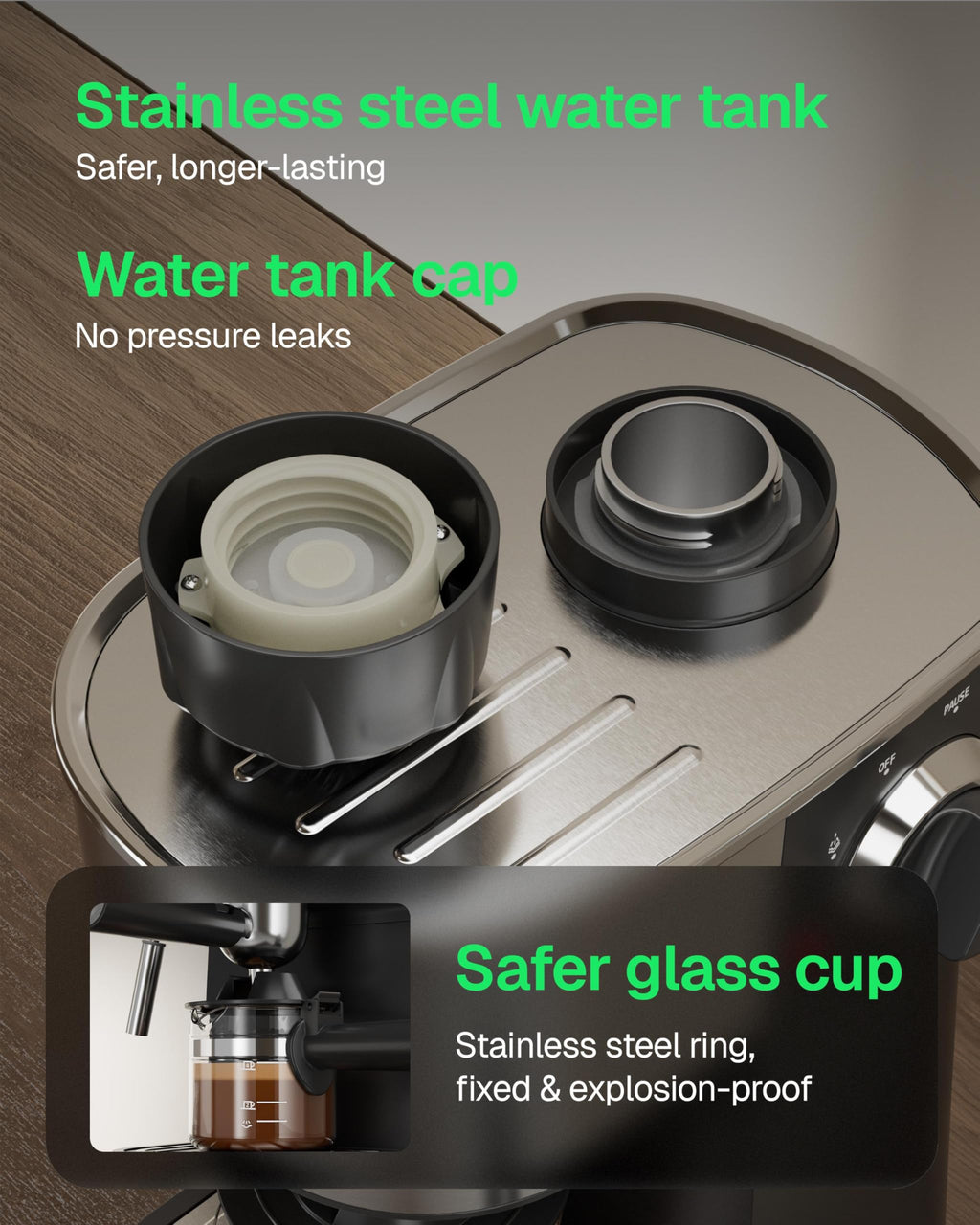 3.5Bar Stainless Steel Espresso Machine with Milk Frother H414541