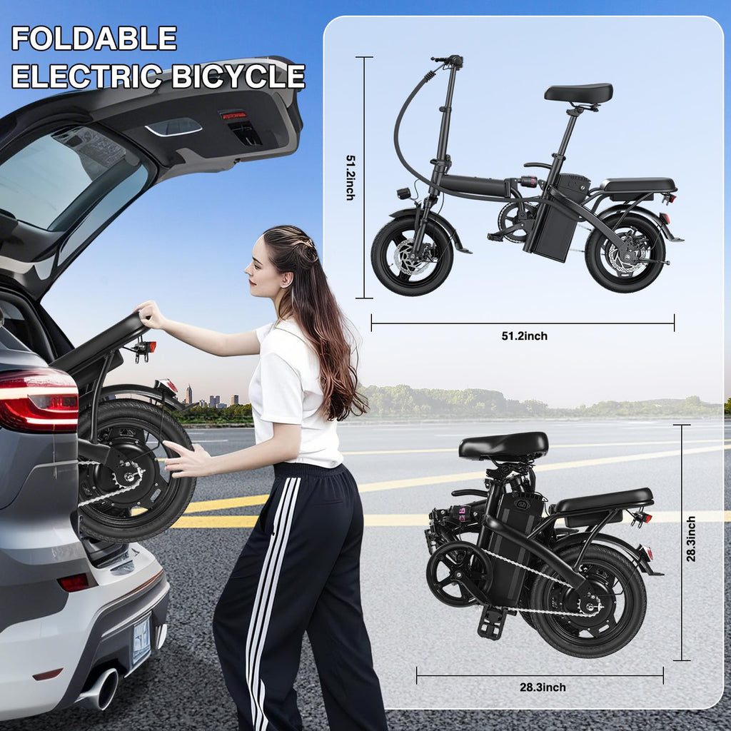 560W Motor 24MPH 32 Miles Range 48V 10Ah Battery 14" Foldable Electric Bike with Basket N167