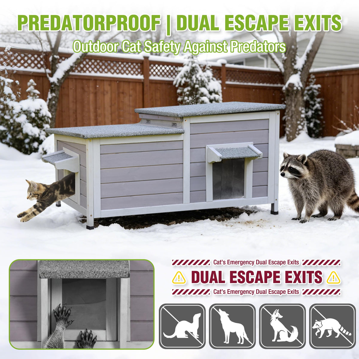 Large Heated Outdoor Cat House with Insulated Liner Y49683