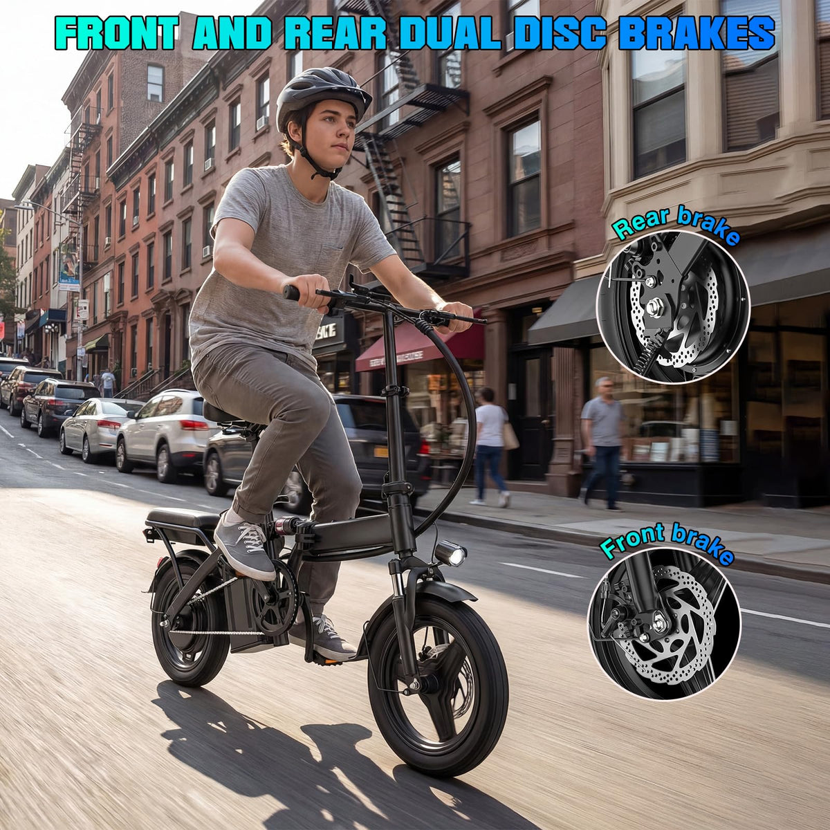 560W Motor 24MPH 32 Miles Range 48V 10Ah Battery 14" Foldable Electric Bike with Basket N167