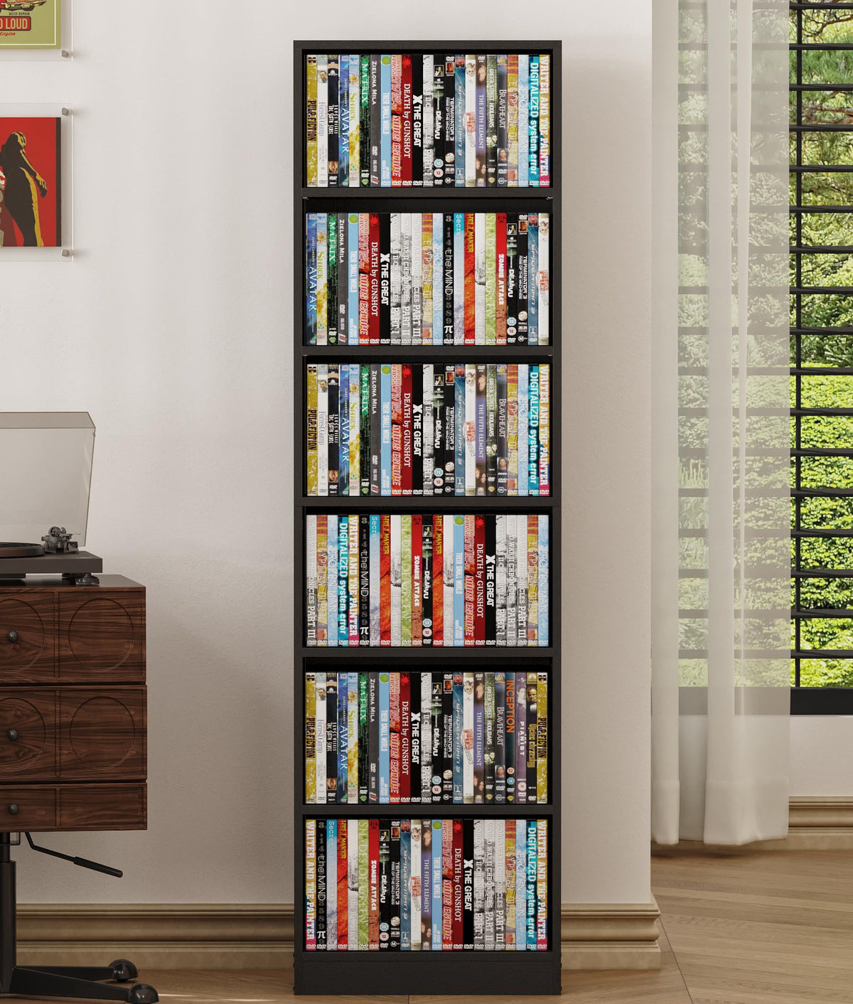 6 Tier Black Adjustable Media Shelf G917351