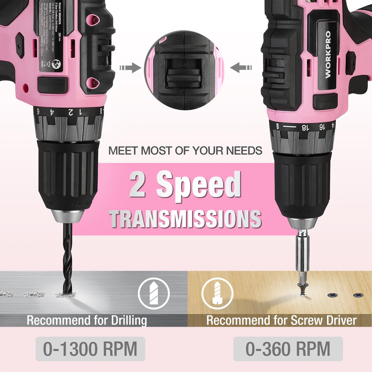 Pink Cordless Drill and 141-Piece Home Tool Kit T32314