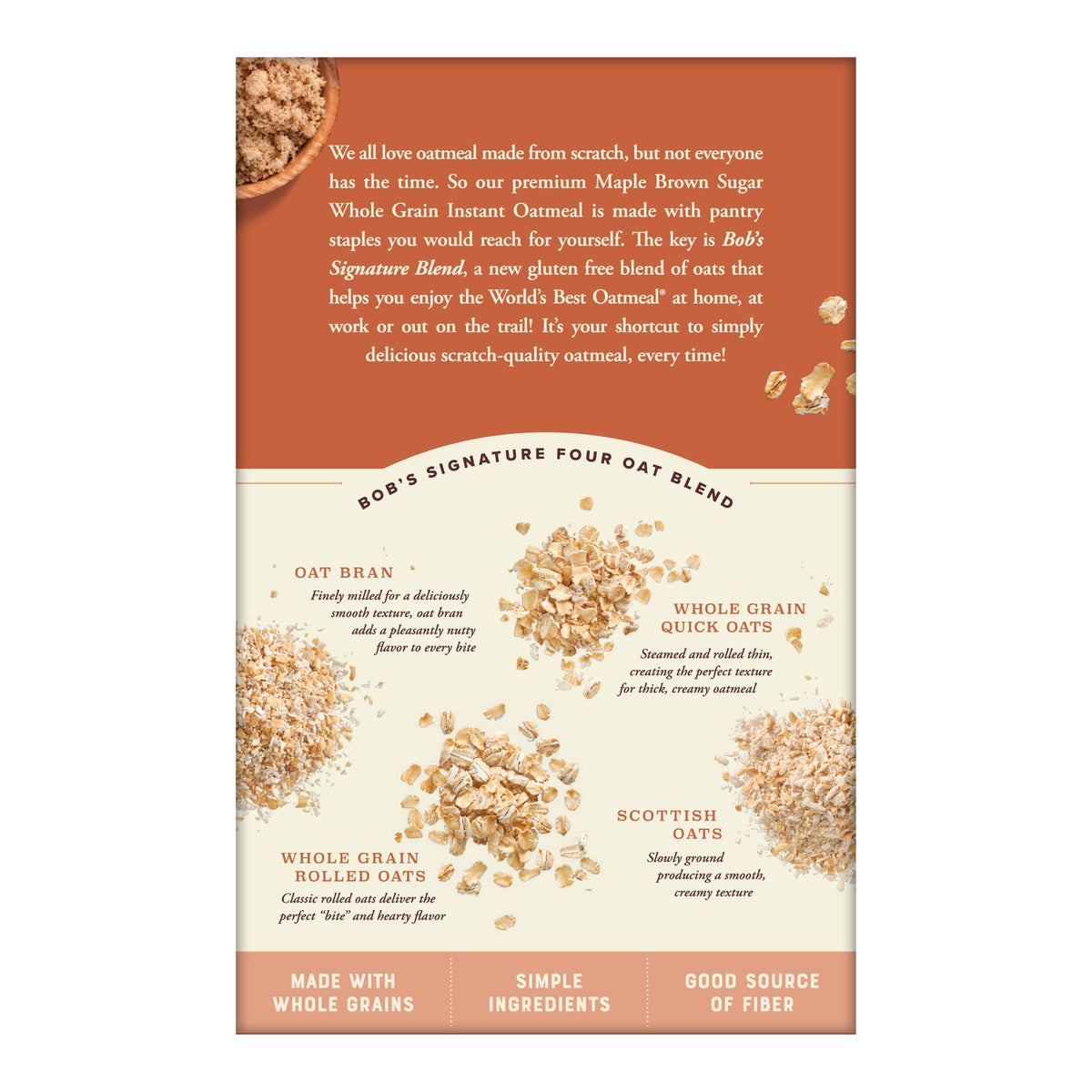 Instant Oatmeal, Maple Brown Sugar, 24 Packets, Gluten Free, Whole Grain M73076