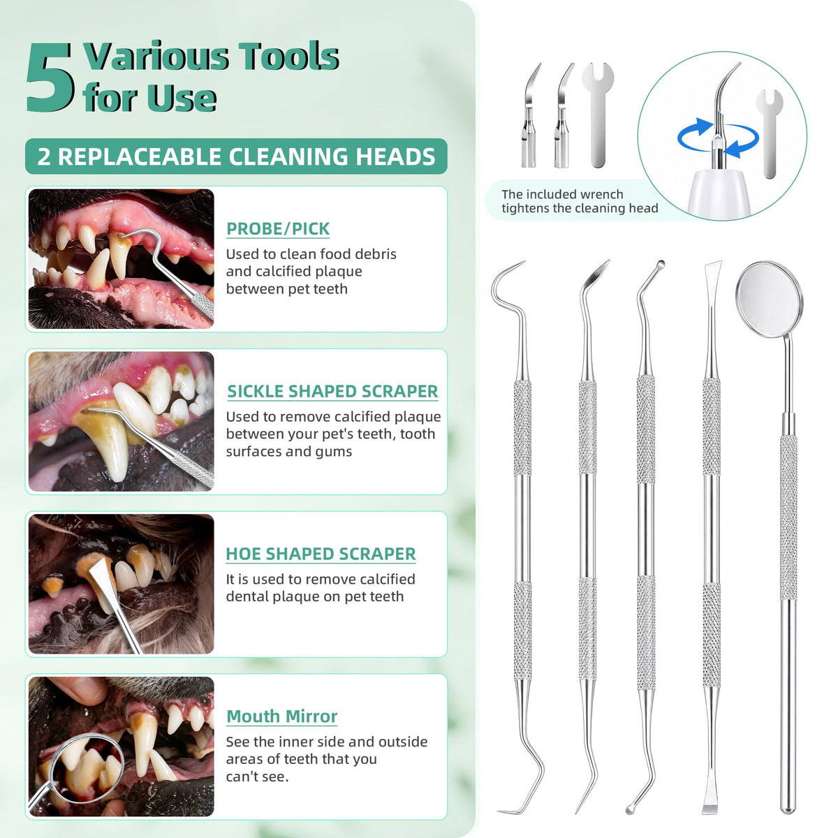 Ultrasonic Dog Teeth Cleaning Kit with LED Light H2773