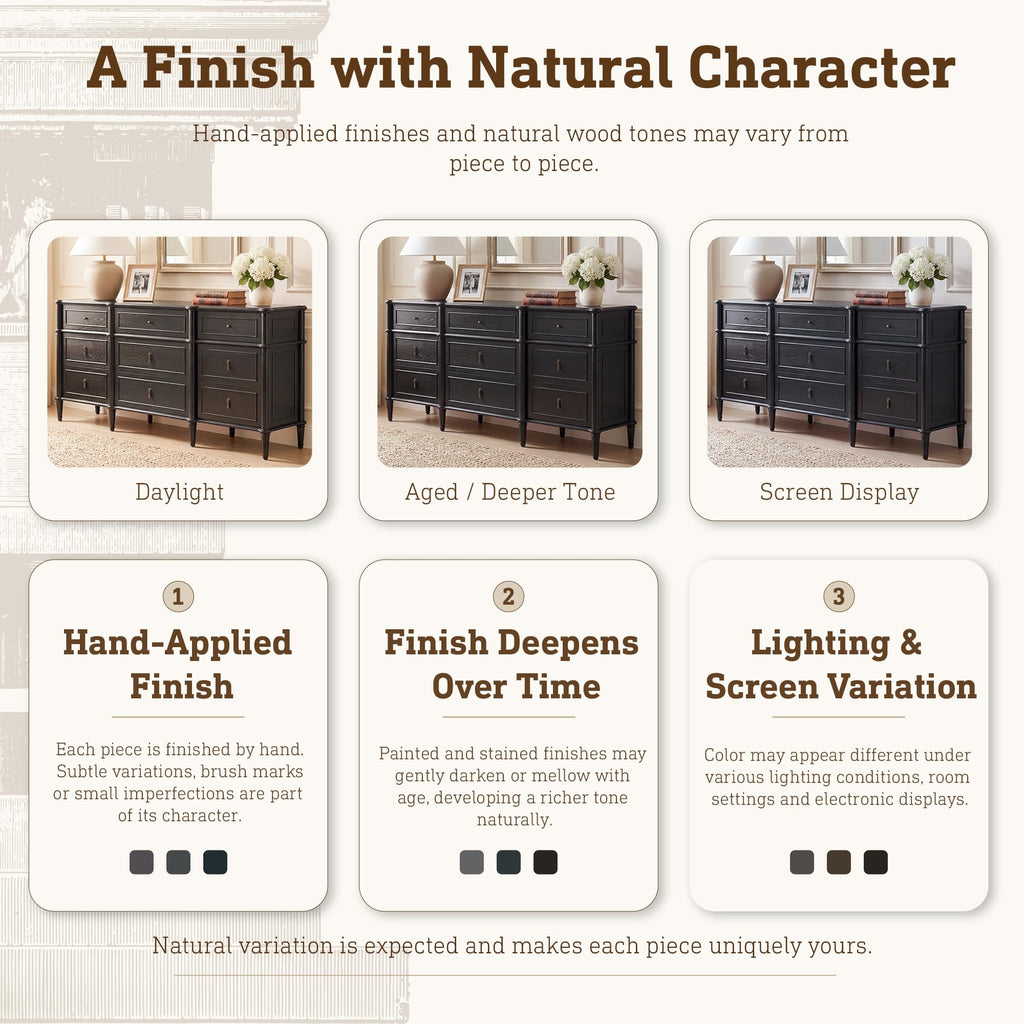 63" 9-Drawer Wood Dresser with Power Outlet, Black A246