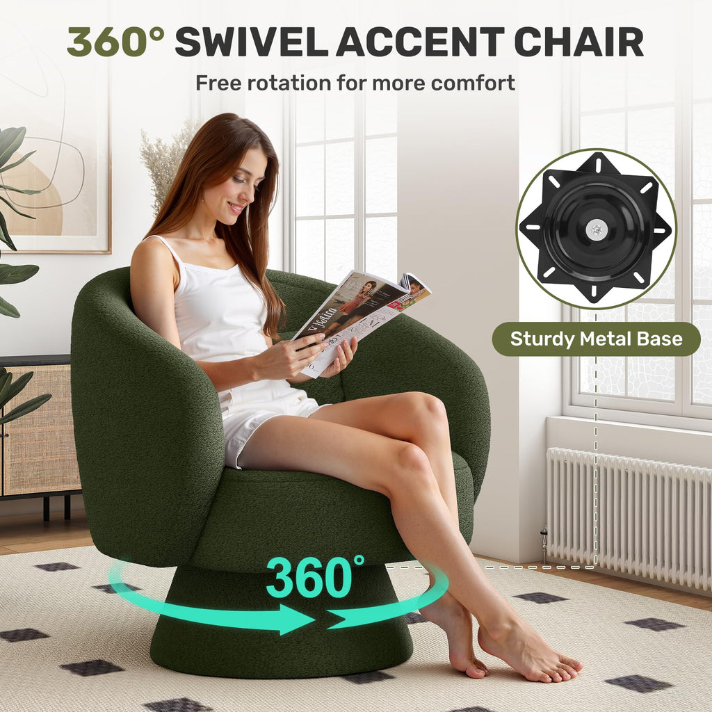 Green Set of 2 Swivel Barrel Accent Chairs S471708