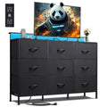 Black 9 Drawer Fabric Dresser H228