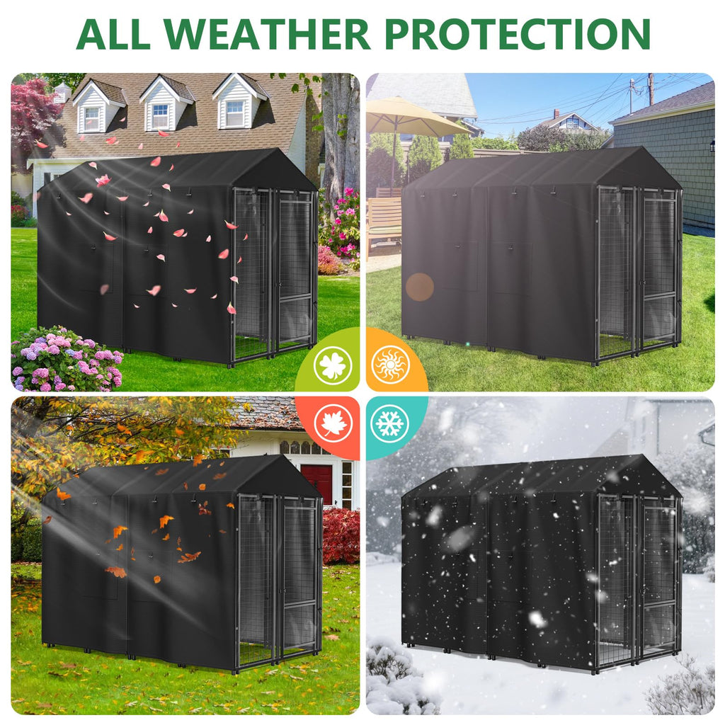 Black Full Coverage Dog Kennel Cover with PVC Window and Mesh Y980