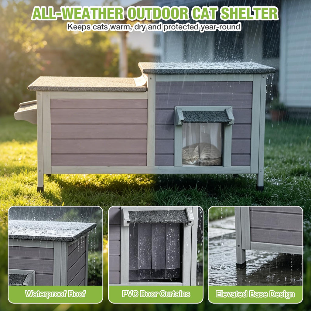 Large Heated Outdoor Cat House with Insulated Liner Y49683