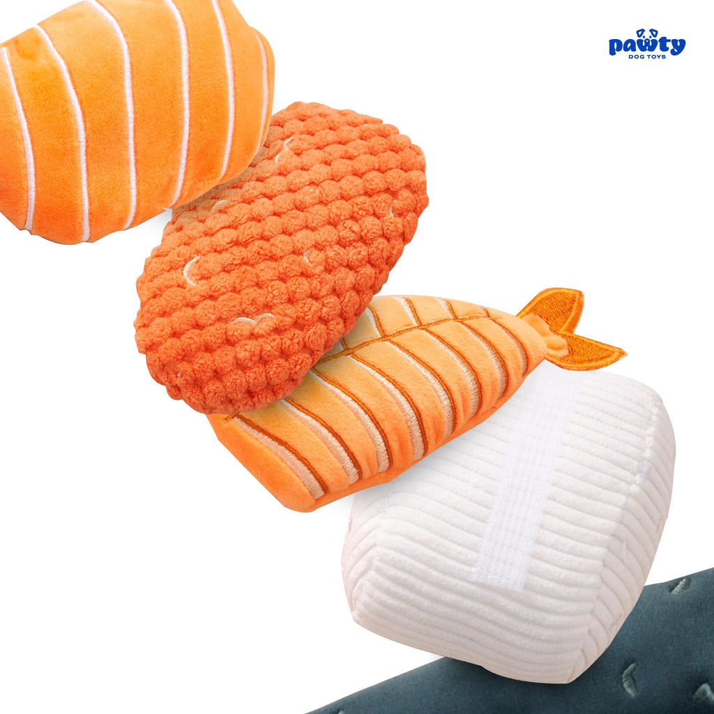 Plush Squeaky 3-Piece Sushi Dog Toy H172