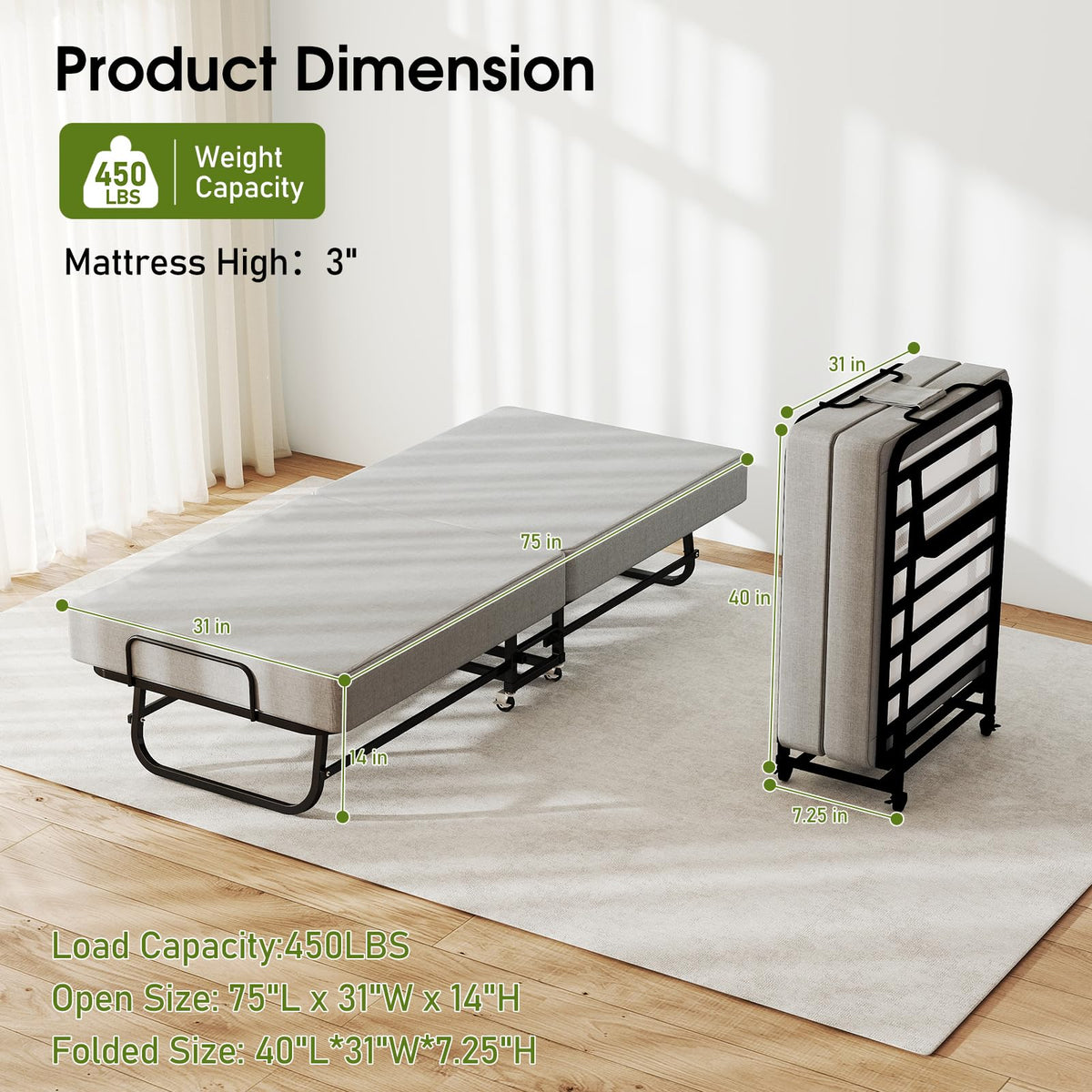 Folding Bed 75" x 31" B5558