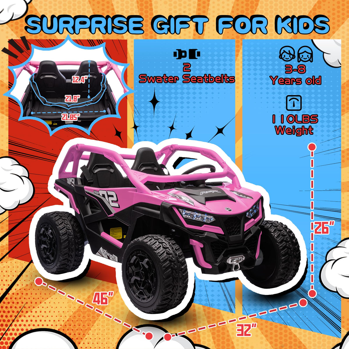24V 10AH 2-Seater 4x4 Ride on Car UTV X8000