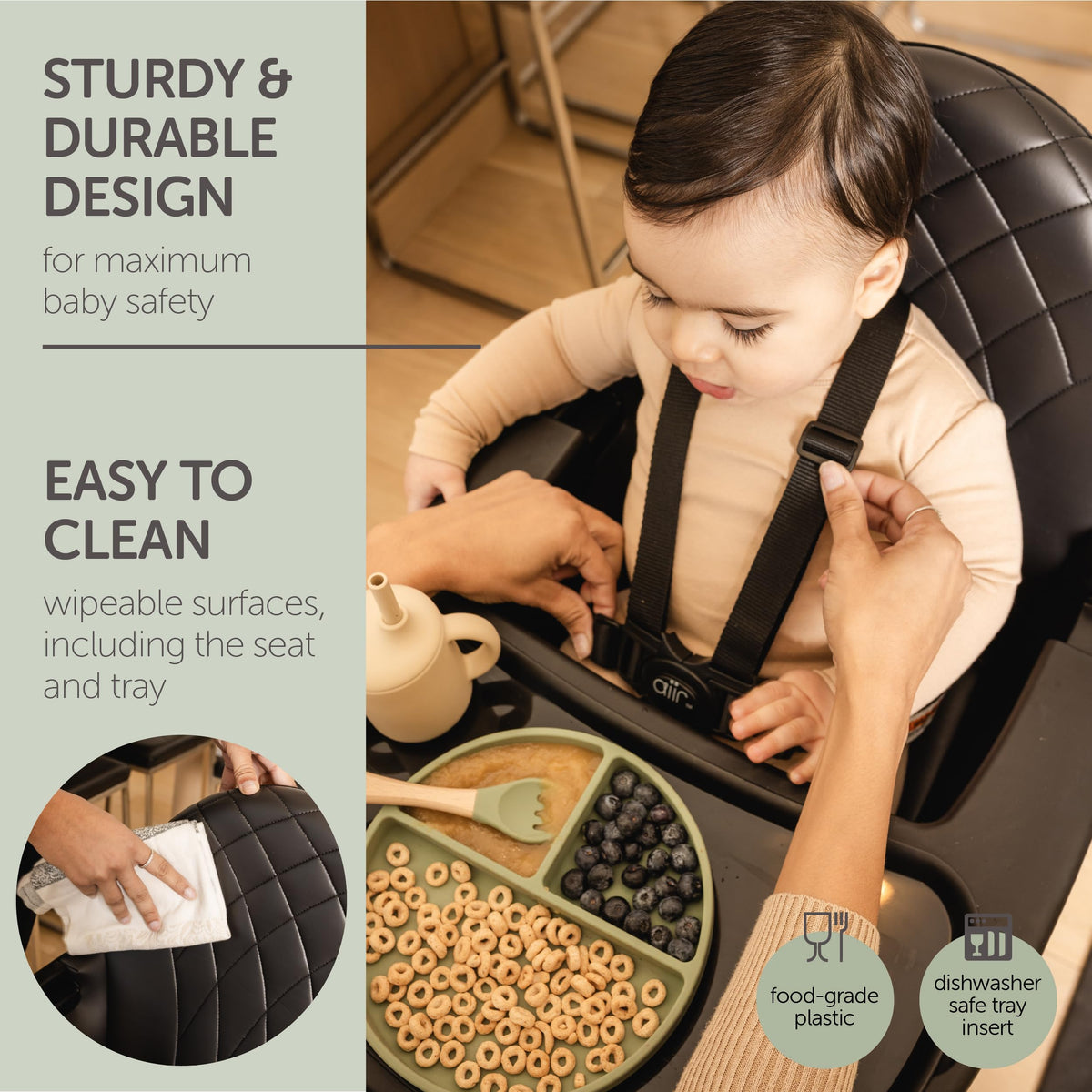 Convertible Wooden High Chair with Adjustable Height D819021