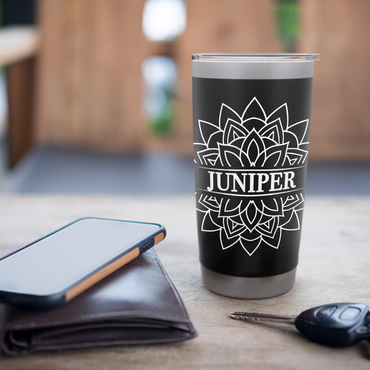 Black White Stainless Steel Insulated Travel Mug S6948