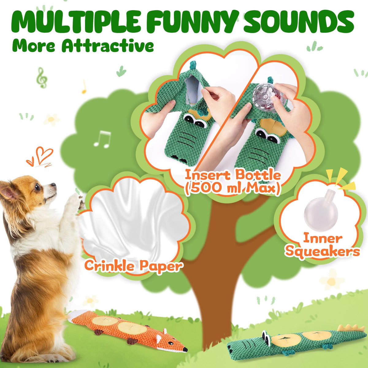 2 Pack No Stuffing Squeaky Dog Toys I8569