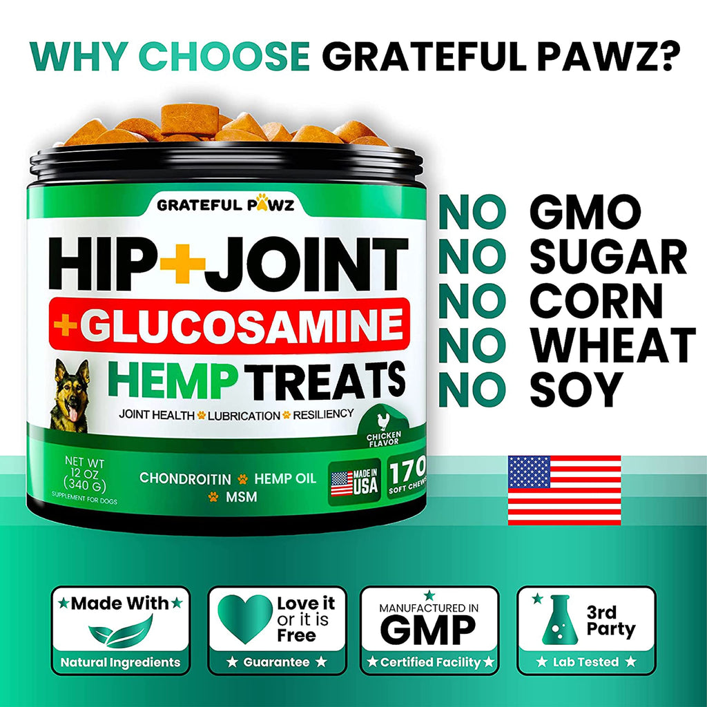 Hemp Hip and Joint Supplement for Dogs 170 Count S9334