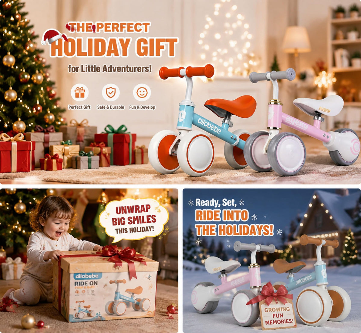 Baby Balance Bike 12-36 Months Adjustable Seat 3 Wheels L6437