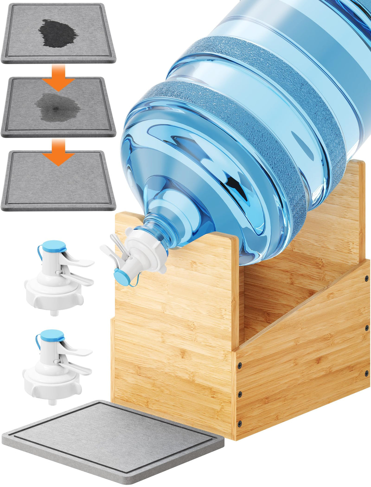 5 Gallon Wood Water Jug Stand with Diatomite K527282
