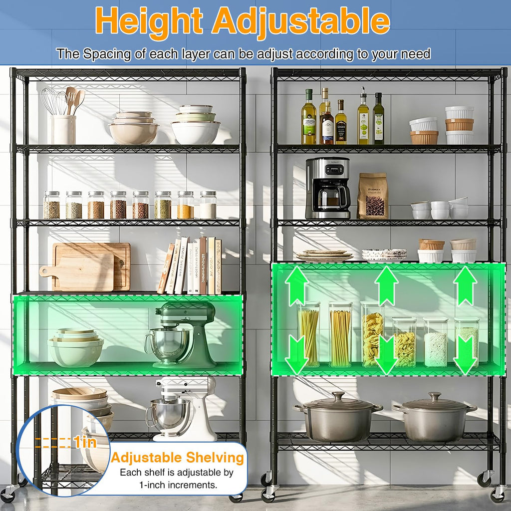 6-Tier Wire Shelf with Wheels O3207