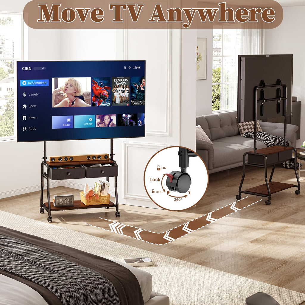Rolling TV Stand with Mount for 32–75 Inch TVs B869