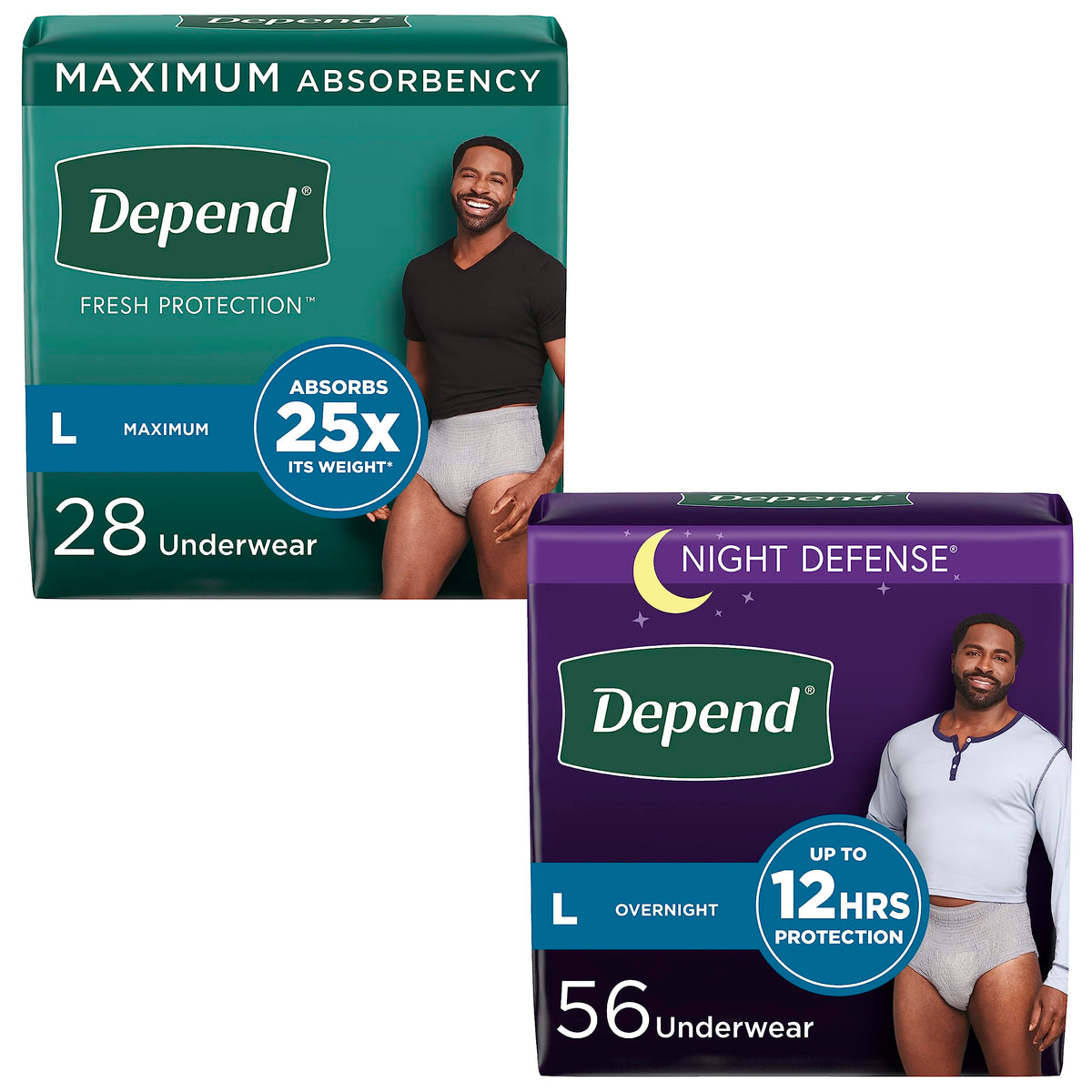 Adult Incontinence Underwear Bundle: Maximum Large Grey 28 Count and Overnight Large Grey 56 Count T539