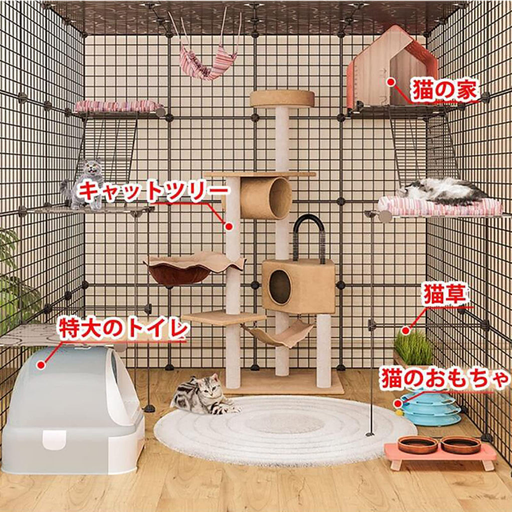 Cat Cage Indoor Playpen Metal Wire Kennel Small Animal Crate Z91339