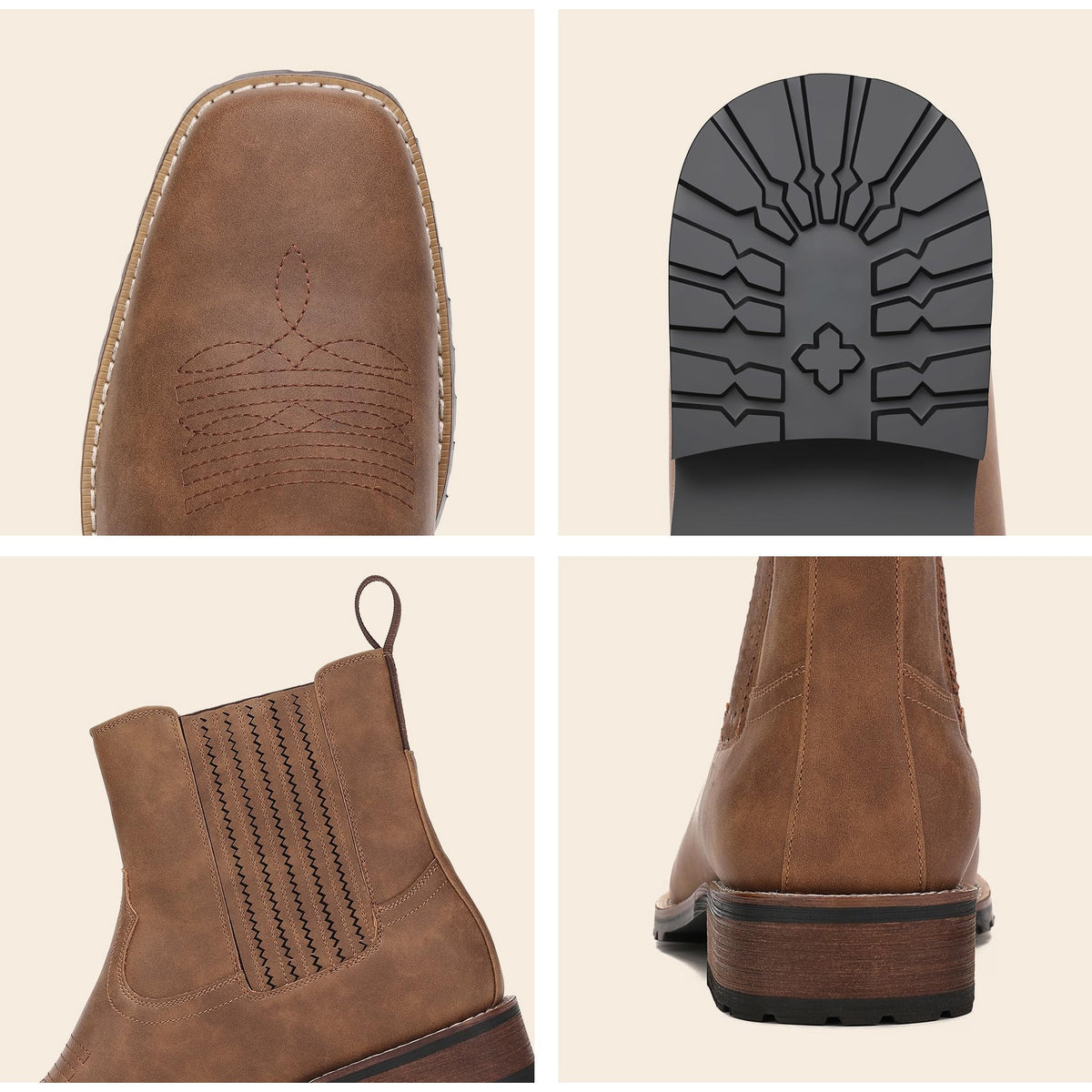 Cowboy Boots for Men Embroidery Square Toe D942334