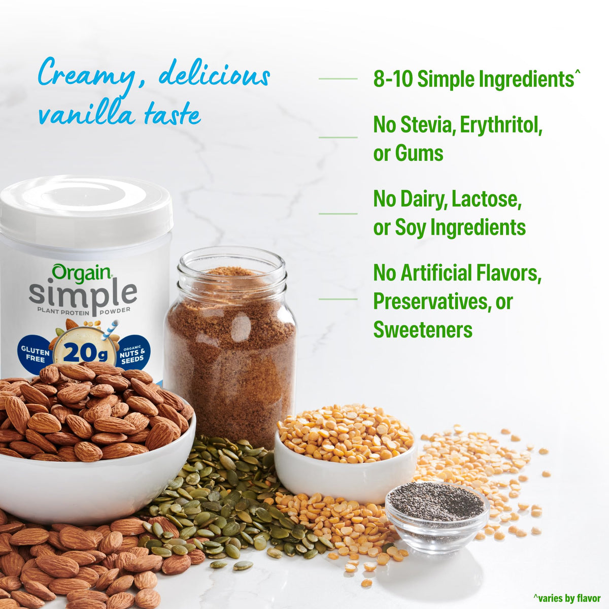 Organic Vegan Protein Powder, Vanilla, 1.25lb S664200