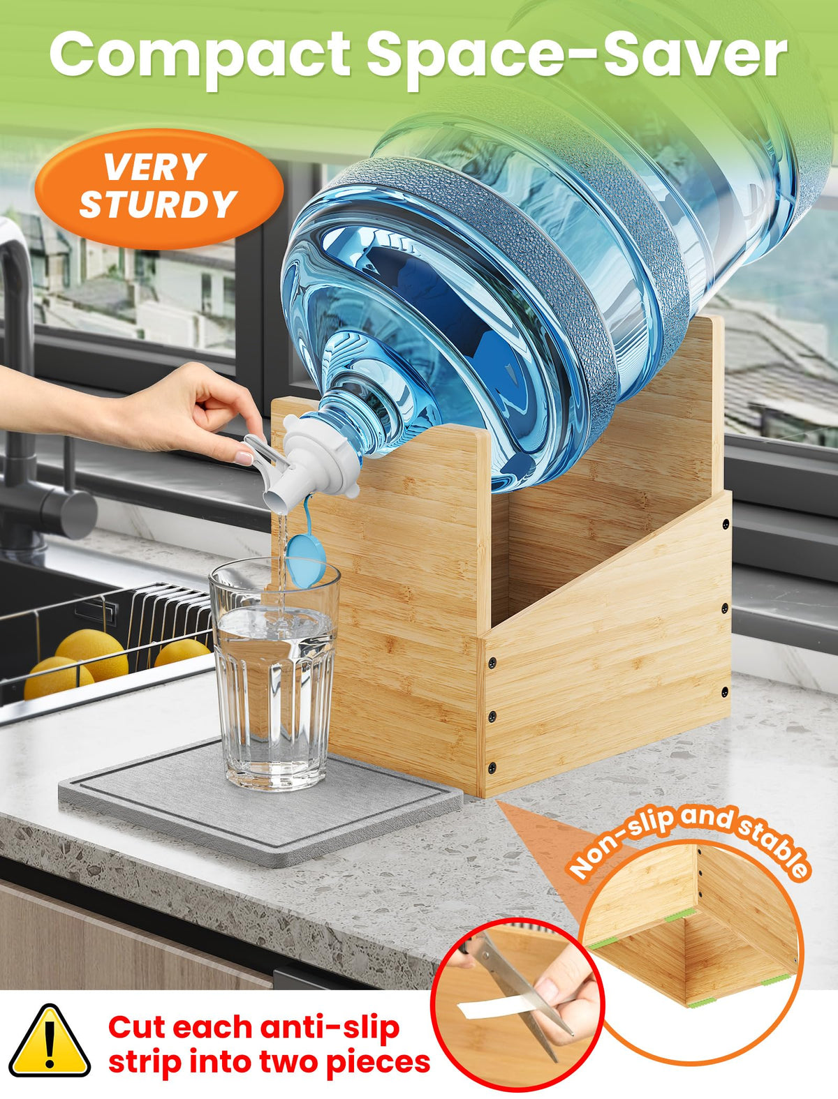 5 Gallon Wood Water Jug Stand with Diatomite K527282