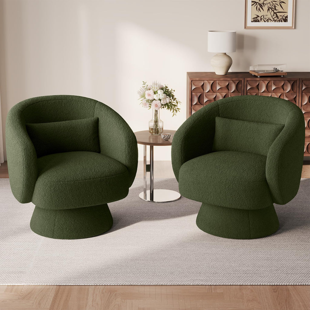 Green Set of 2 Swivel Barrel Accent Chairs S471708