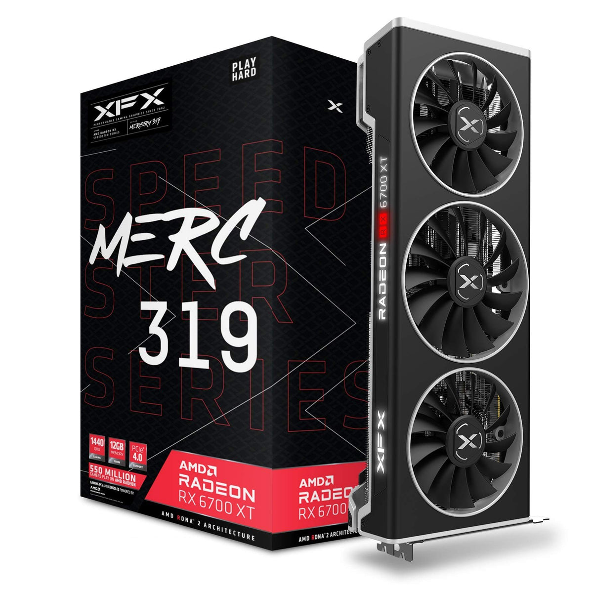 Black 12GB GDDR6 Gaming Graphics Card Y846