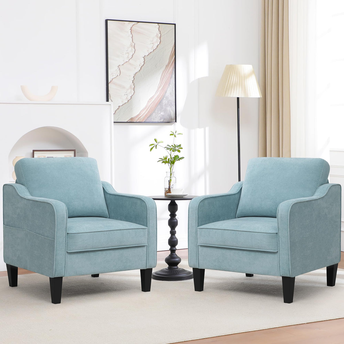 Teal Green Upholstered Accent Chairs Set of 2 D123604