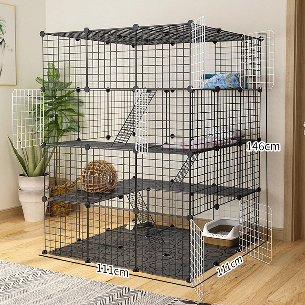Cat Cage Indoor Playpen Metal Wire Kennel Small Animal Crate Z91339