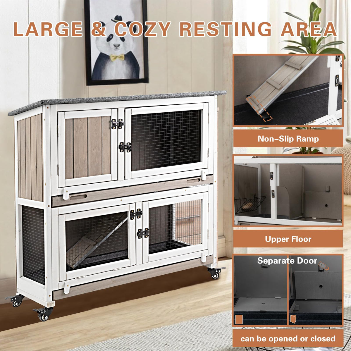 36" L 2-Story Rabbit Hutch on 4 Wheels L902146