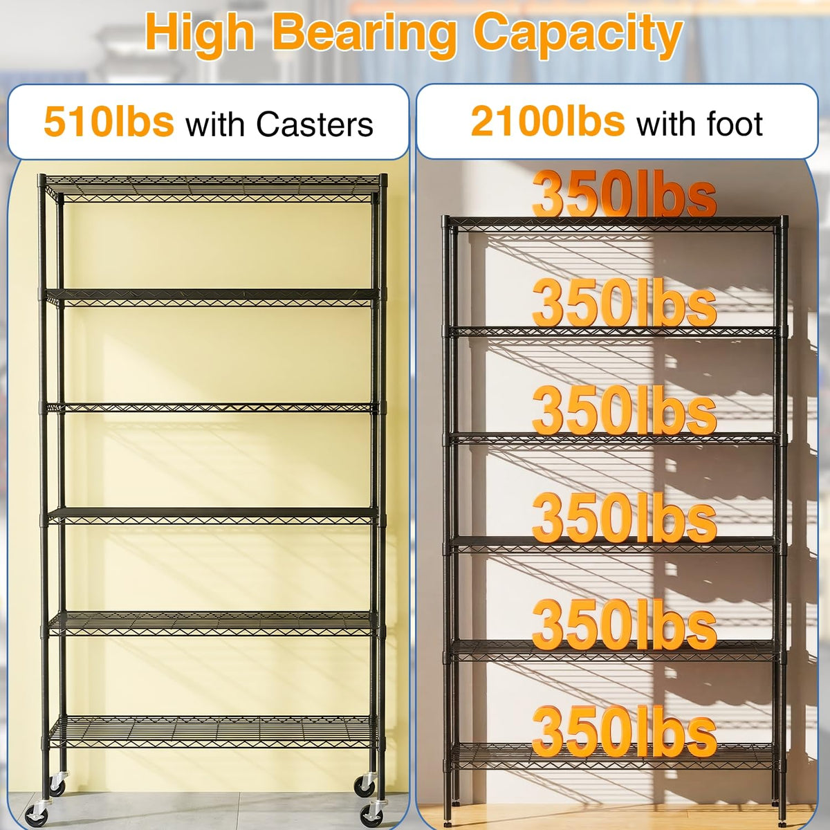 6-Tier Wire Shelf with Wheels O3207