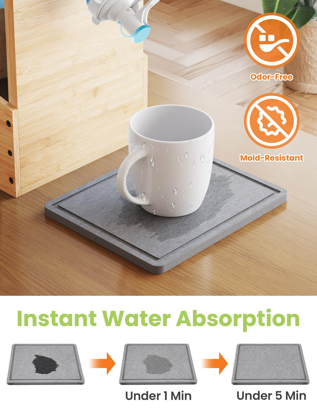 5 Gallon Wood Water Jug Stand with Diatomite K527282