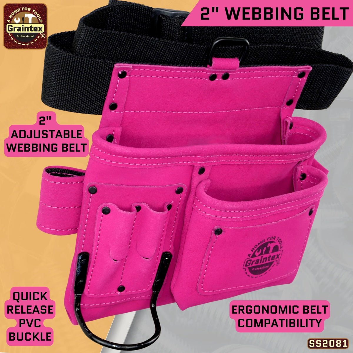 5 Pocket Suede Leather Tool Belt T9535
