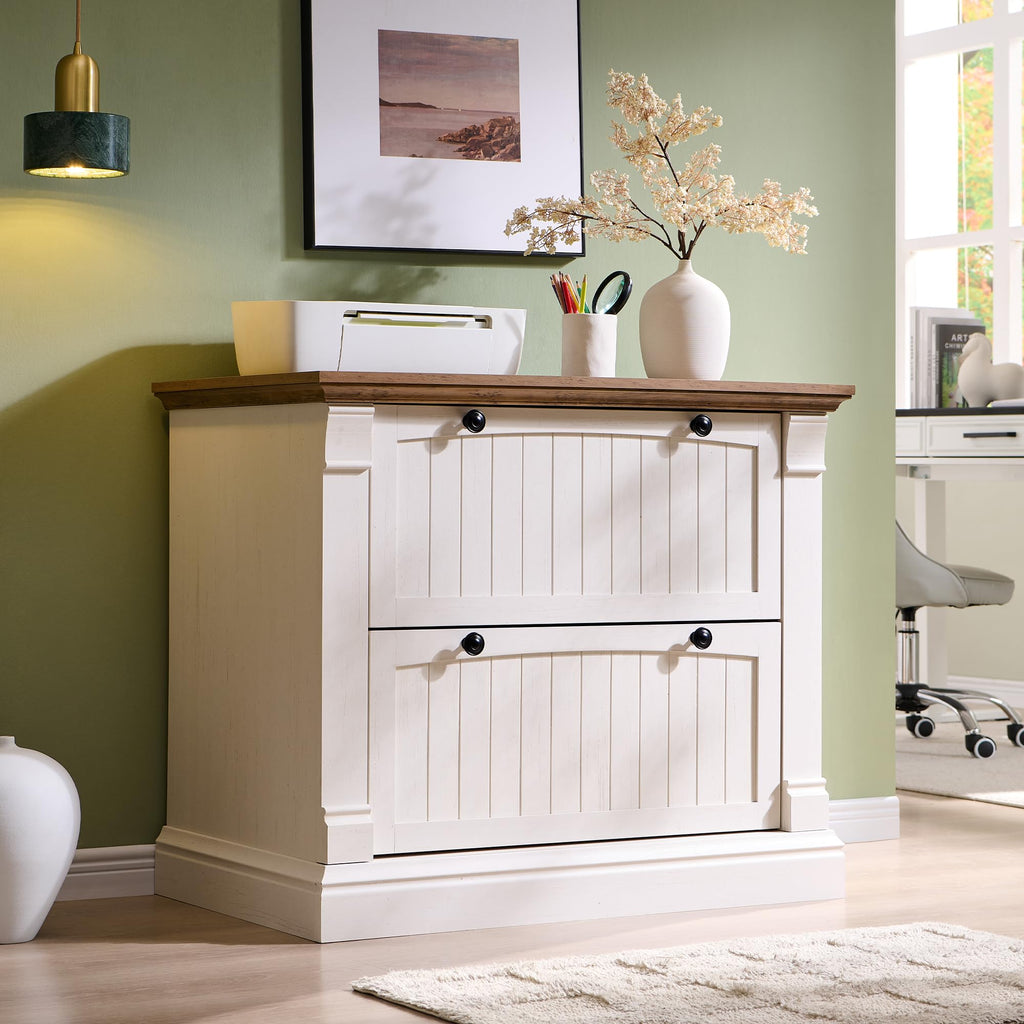 Antique White 2 Drawer File Cabinet R985