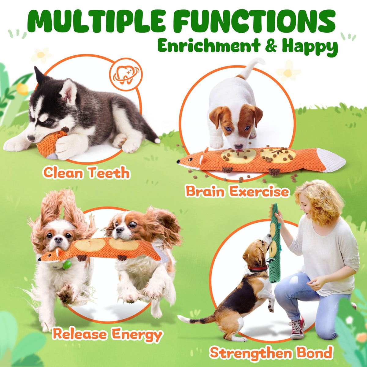 2 Pack No Stuffing Squeaky Dog Toys I8569