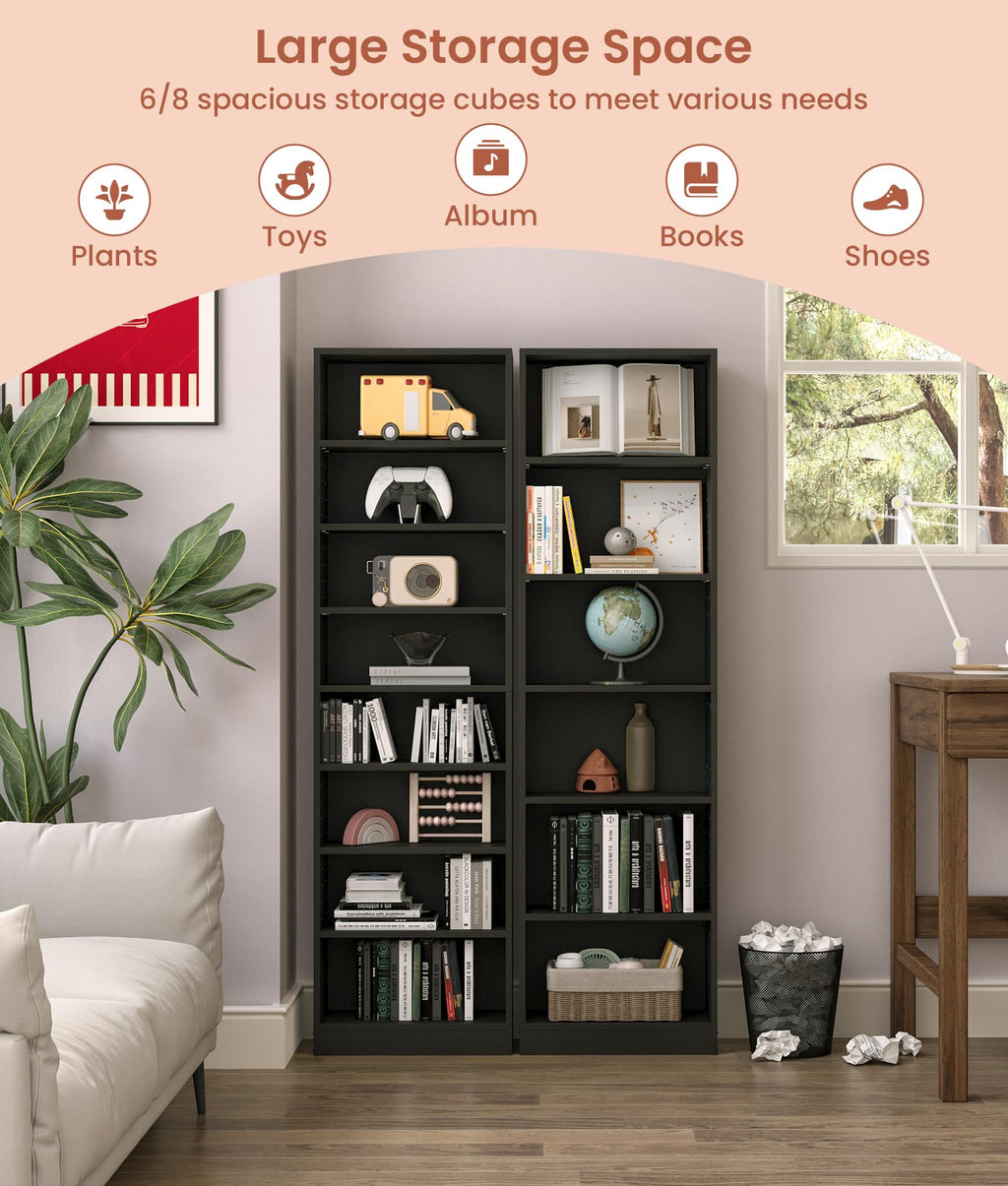 6 Tier Black Adjustable Media Shelf G917351