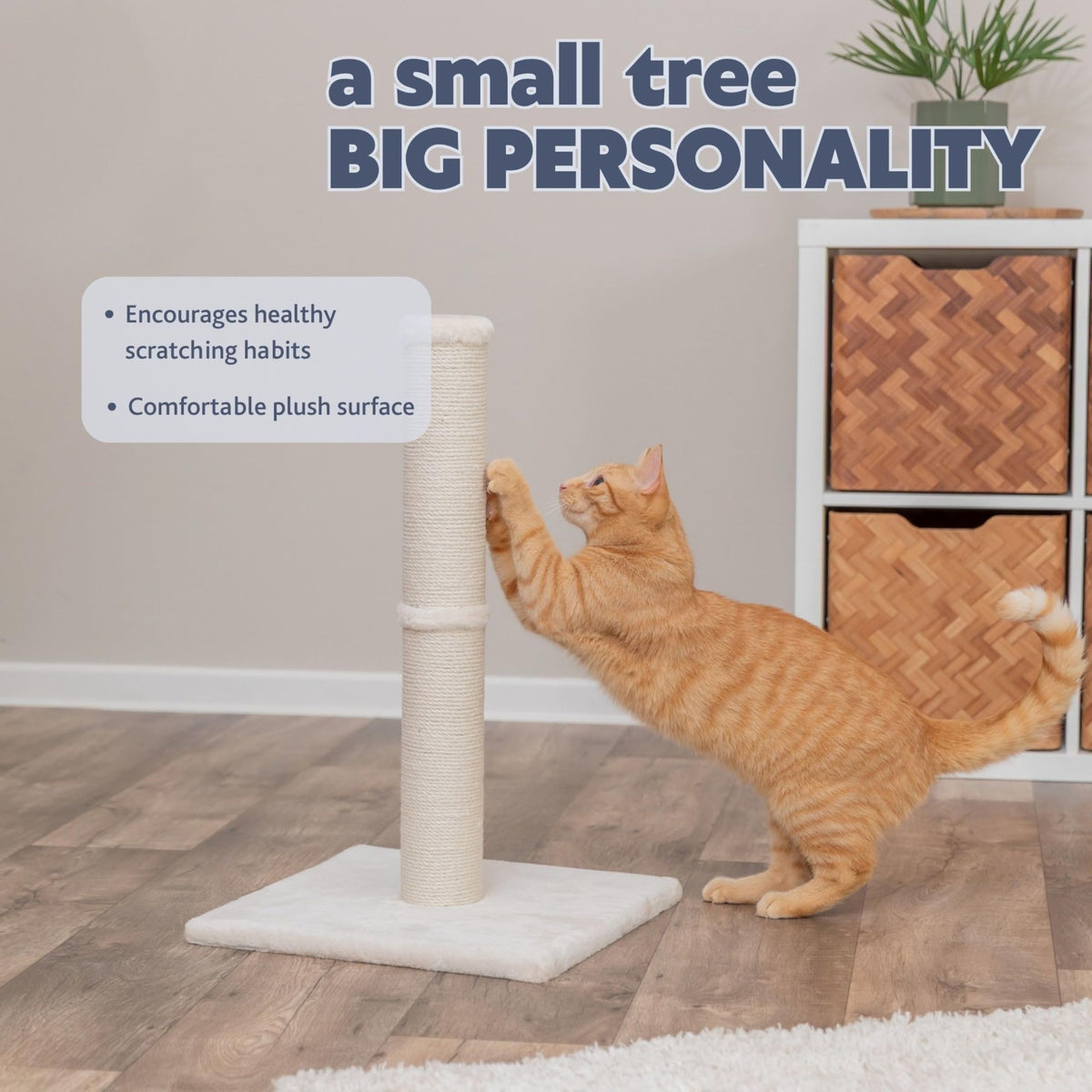 Beige Jute Cat Scratching Post H55172